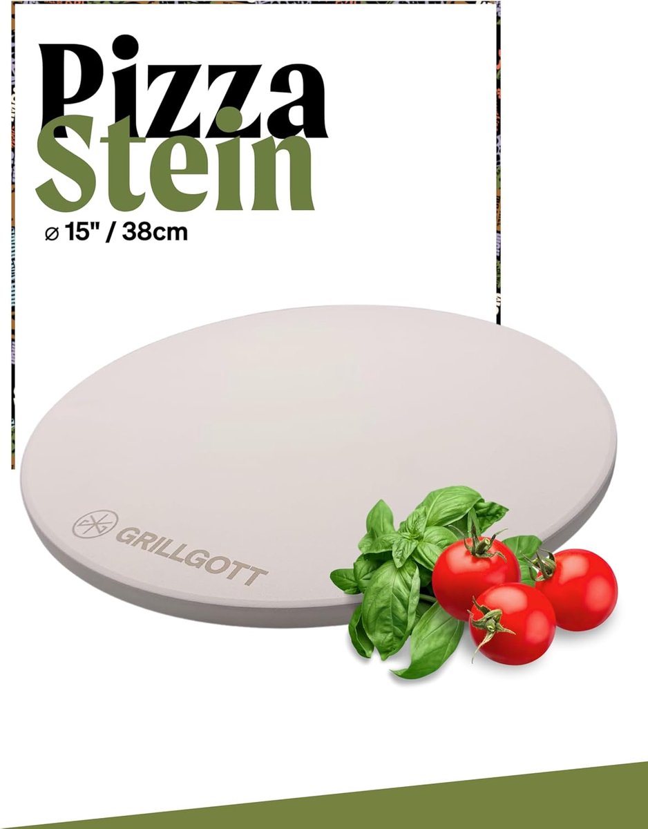 Pizzasteen voor oven en gasgrill - 38 cm diameter - Voor knapperige pizza tot 900 °C