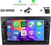 autoradio voor Opel Astra | Corsa | Zafira | 2000 t/m 2013 | Android 13 | Zwart | Draadloos Apple Carplay & Android Auto | 2GB + 64GB | 8-Core | CarPlayZone | 2025 model | Bluetooth & Wifi | Inclusief achteruitrij camera & microfoon