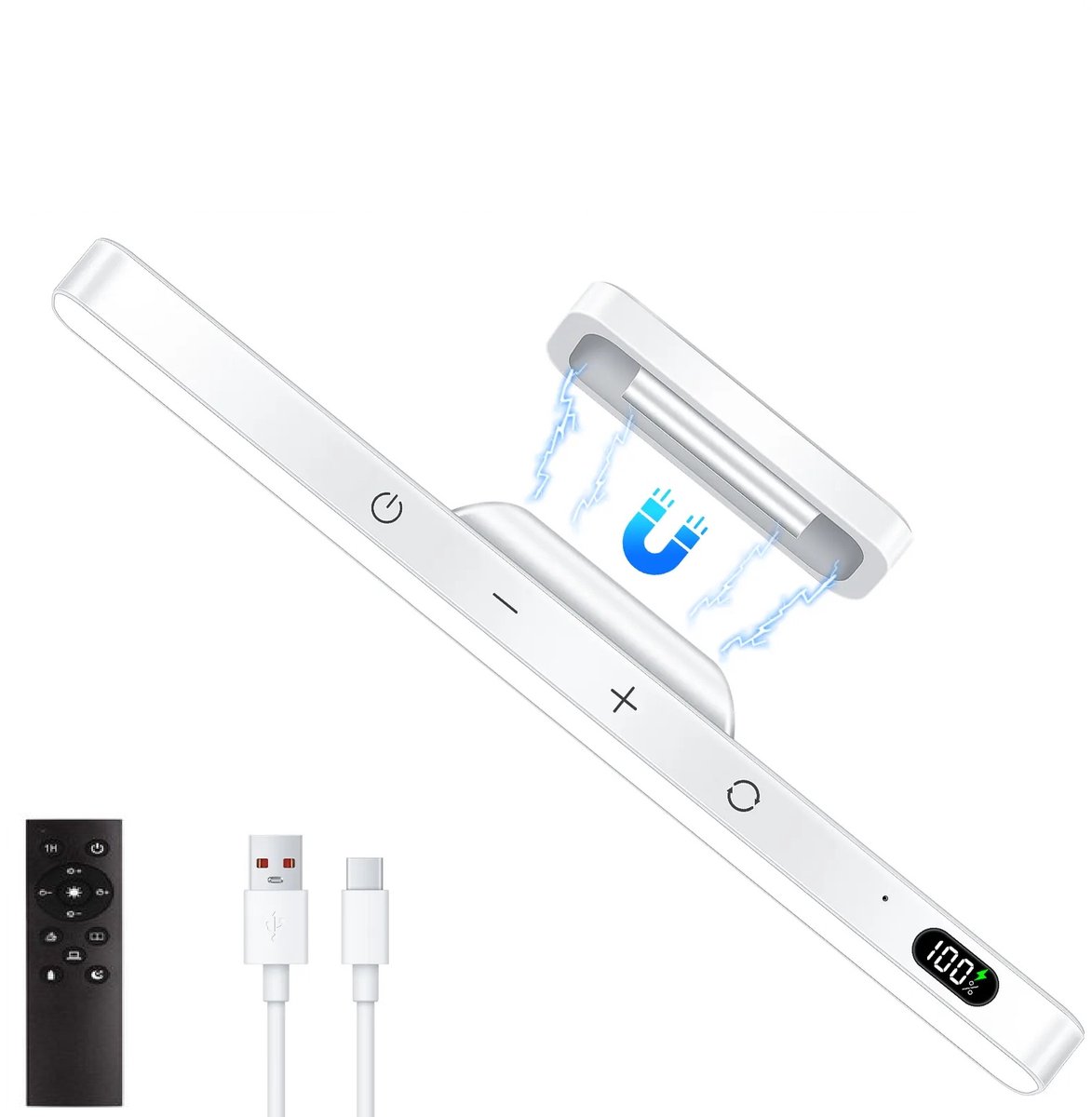 Lampen District® - LED Kastverlichting - LED Leeslamp - met Magneet - Oplaadbaar - Afstandsbediening - Dimbaar - Multifunctioneel - Hoek verstelbaar - Wit