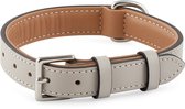 Brute Strength - Luxe leren halsband hond - Licht grijs - M - (36 - 43 cm) x 2,5cm - honden halsband - hondenhalsband - halsband hond leer - leren honden halsband - stoere honden halsband - leren hondenhalsband - leren halsband hond