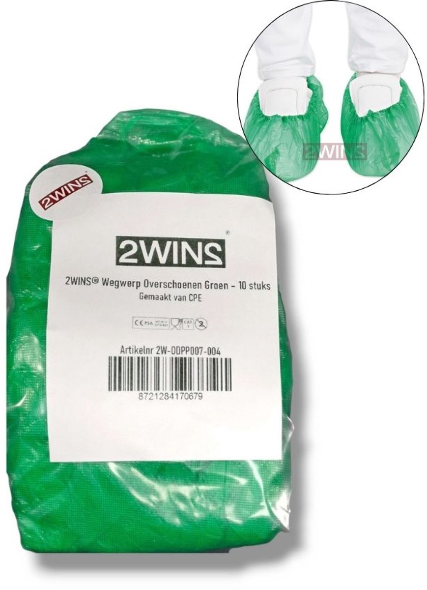 2WINS® Stevige Schoenhoesjes - Waterdicht - Schoenovertrek - Overschoenen - Shoe Cover - Wegwerp - Groen - 10 Stuks (B2)