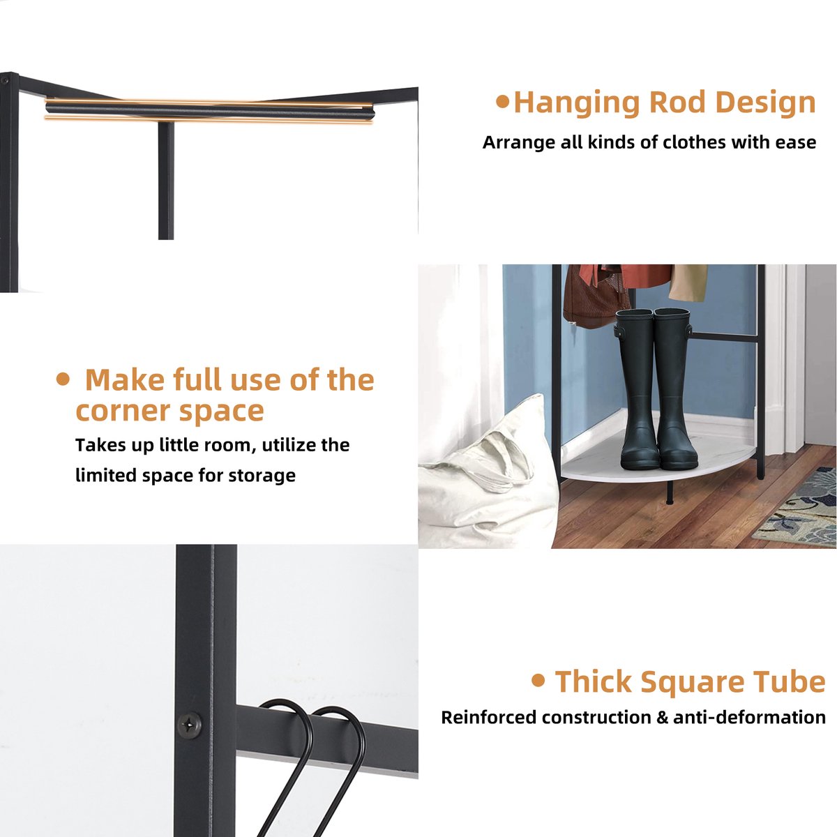 STARMS Metalen Kapstok Kledingrek Met Planken En Hangstang Kledingrek Met Wielen Met 4 Haken Voor Slaapkamer Woonkamer/Gold-1 Shelf/60Cm