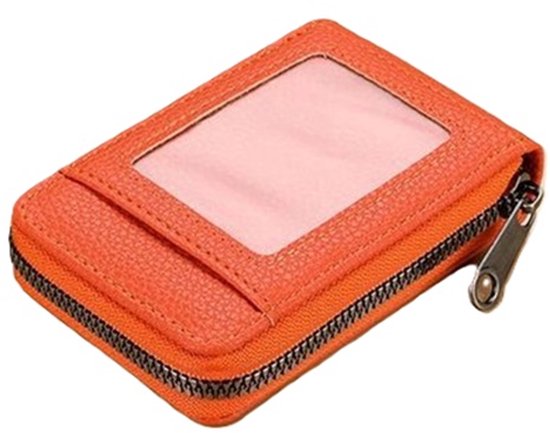 Porte-cartes pour 12 cartes avec anti RFID I Portefeuille I Porte-cartes de crédit I Avec poche pour argent et monnaie I Avec poche pour permis de conduire I Cuir PU I Oranje