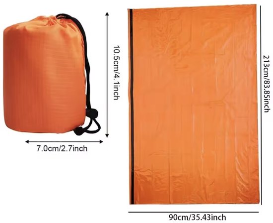 BIVVY Noodslaapzak - Outdoor slaapzak - Waterproof & Winddicht - Emergency sleeping bag - Survival - Inclusief opbergtas - Mini van Hoomtyer — afbeelding 2