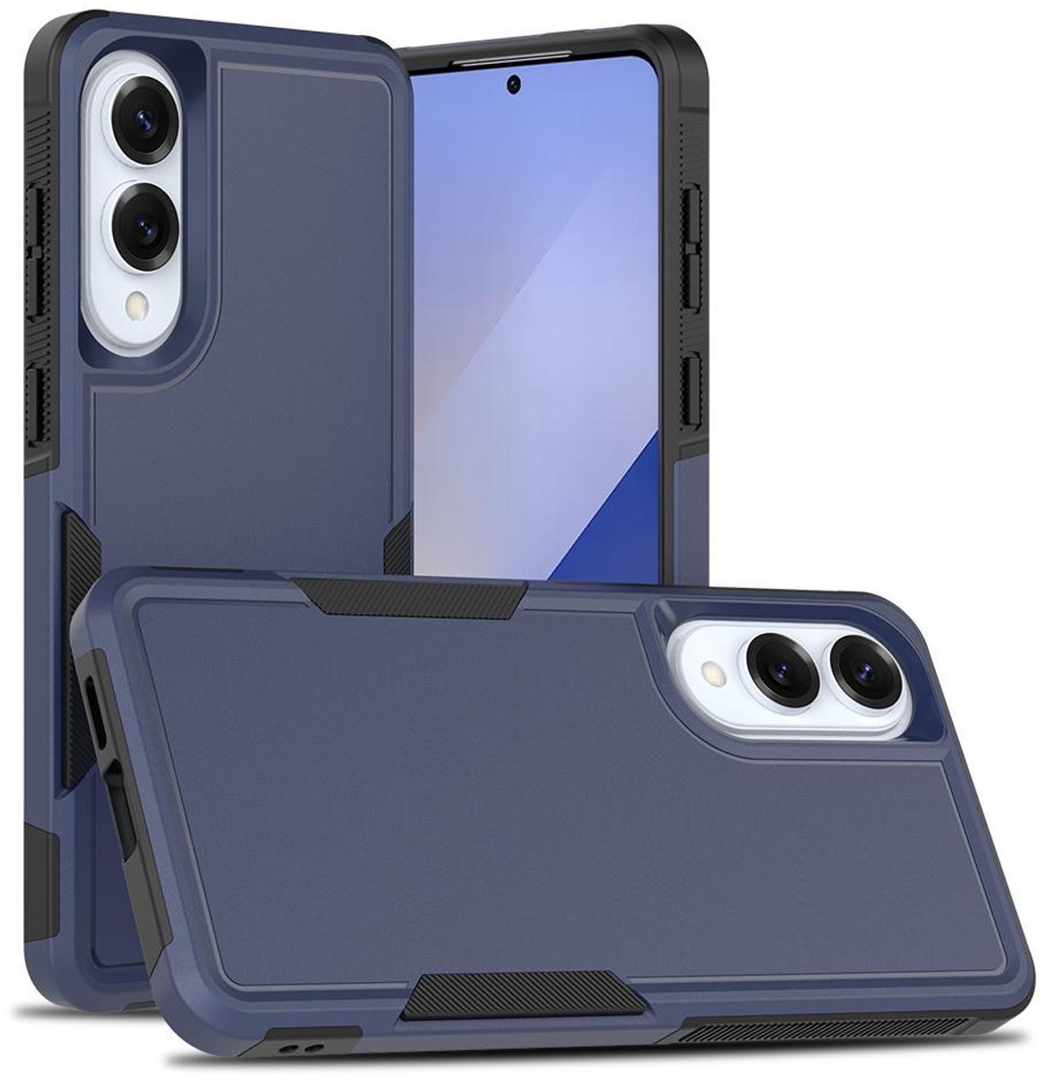 Mobigear Hoesje geschikt voor Samsung Galaxy S25 Edge Telefoonhoesje Hardcase | Mobigear Heavy Armor Backcover Shockproof | Schokbestendig Galaxy S25 Edge Telefoonhoesje | Anti Shock Proof - Donkerblauw