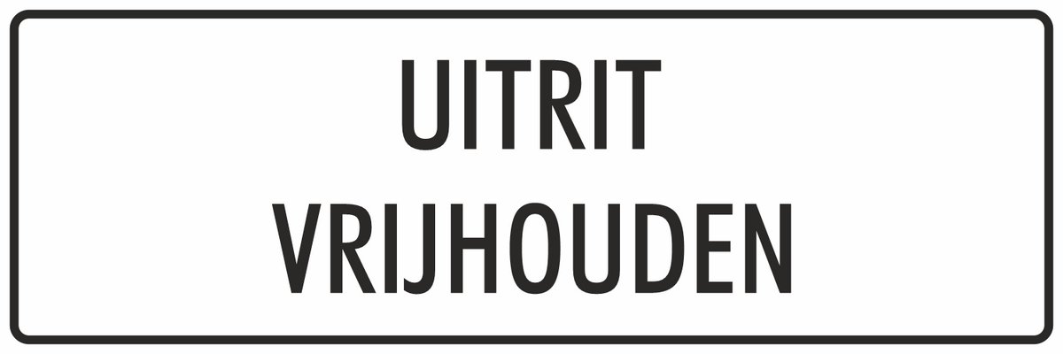 'Uitrit vrijhouden' bordjes - Wit - 30 x 10 cm - Dubbelzijdige tape