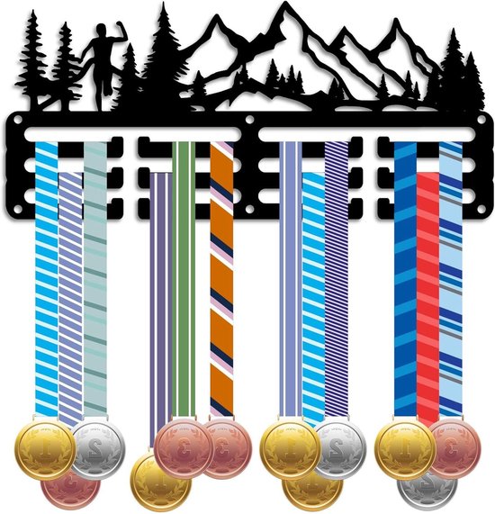 United Medals I Love Running Medaillenhalter Running Laufen für 48 Medaillen Aufbewahrung - Läufer Geschenk Marathon Zubehör - Medal Holder Hanger Display Rack - gebürsteter Edelstahl