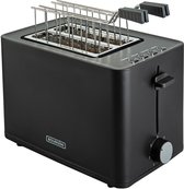 Bol.com Bourgini Tosti Toaster - Broodrooster met Tostiklemmen - Zwart- Extra brede sleuf geschikt voor 2 tosti's - Instelbare b... aanbieding