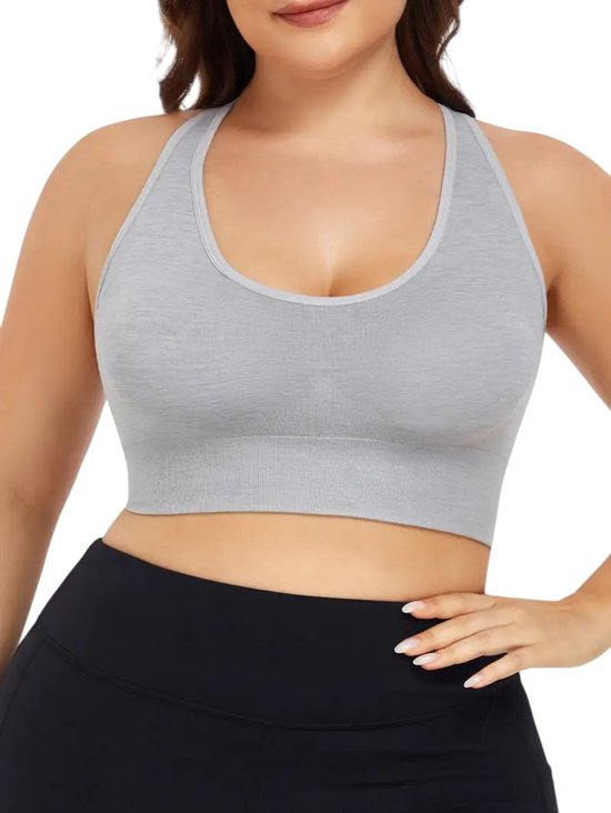 BH -gorge de Sport - Confortable - Impact élevé - Maintien - Respirant - Léger - Dos Cross- Avec coussinets amovibles - Plus taille - Grijs - Taille 4XL