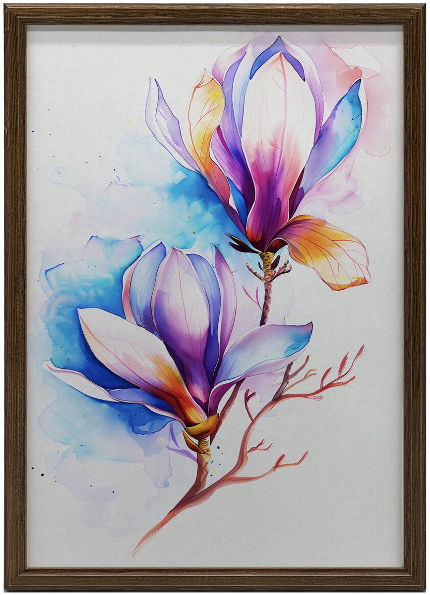 Poster Voor Muur In Houten Lijst Magnolia Explosie Van Kleur 30X40