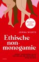 Boek "Ethische non-monogamie" van Jorna Wierts. De cover toont drie benen, twee met huidskleur en een bruin, op een rode achtergrond. Een citaat in een witte cirkel.