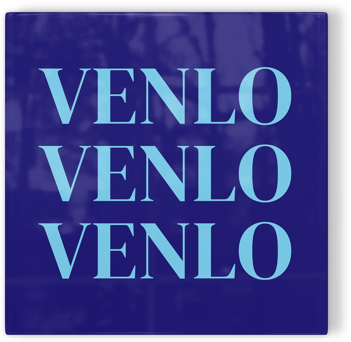 Tegeltje Venlo - donkerblauw lichtblauw - tegeltje stad - tegeltje met tekst