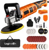 Logivision Q5 Polijstmachine - Poetsmachine - Poliermachine - Voor Auto, Tegels, Hout - Krachtige Motor - Inclusief 20 Polijstpads, 1 Draagtas, 1 Microvezeldoek, 1 Schort