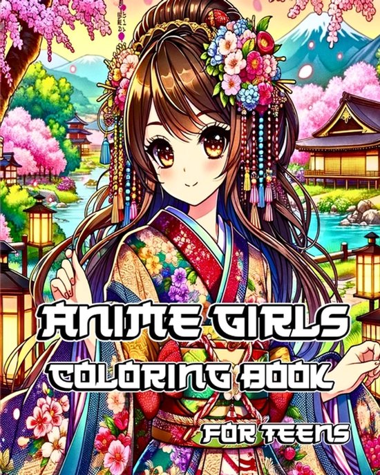 Anime Girls Coloring Book for Teens - cover