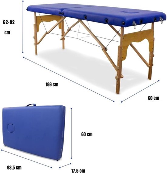 Luxe Behandeltafel – Behandelbank – Massagetafel – Inklapbaar – Hoogte Instelbaar - Mulfitunctioneel – Blauw