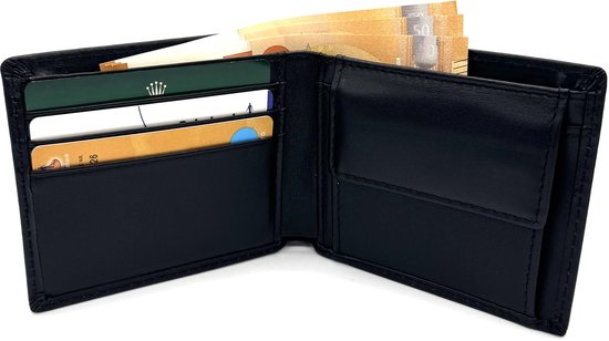 Portefeuille homme - Porte-monnaie - Cuir homme en cuir - Cuir véritable - Poche à monnaie - Zwart