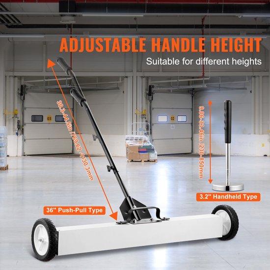 36-Inch Magnetische Veegmachine met Wielen, 55 lbs Capaciteit, Telescopisch Opraapgereedschap, Verstelbare Handgreep, voor Spijkers, Schroeven, Werkplaats, Garage, Tuin van VEVOR — afbeelding 5