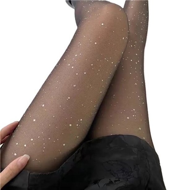 Glitterpanty I Panty Met Glitters I Hoge Taille I Feest Panty I Leggings I One Size s-L I Zwart