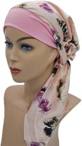 Johnson Headwear® - Bonnet chimio - Bonnet chimio - Chapeau femme - Rose/ Bloem- Bonnet chimio - Chapeau - Casquette - Couvre-chef - Chapeau d'été