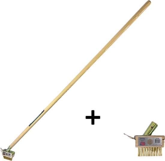 Foto: Synx tools onkruidborstel met schraper extra borstel met schraper onkruidkrabber onkruidborstel krabbers schrapers voegenborstels voegenkrabbers onkruidverwijderaar met 2x houders en 1x steel 160cm