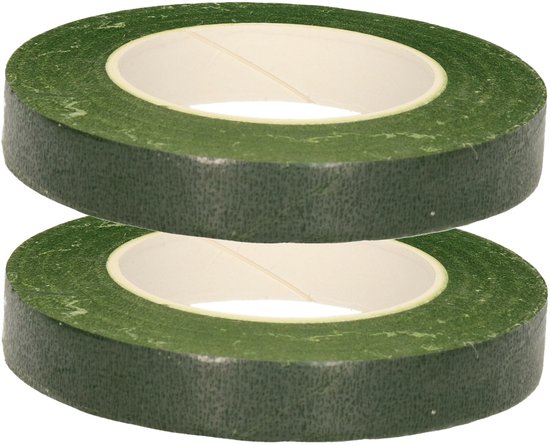Ruban adhésif pour fleurs - 2x - vert - autocollant - 27 m x 1 cm - fil floral/ruban de fleuriste