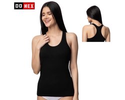 3 pack Dames Halterhemd - DONEX® - katoen - Zwart Maat L- XL