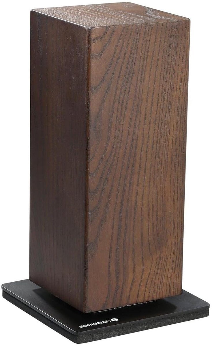 Magnetisch messenblok voor 8 messen - Houten messenhouder, draaibaar - 13 × 13 × 25,5 cm - Essenhout/Roestvrij