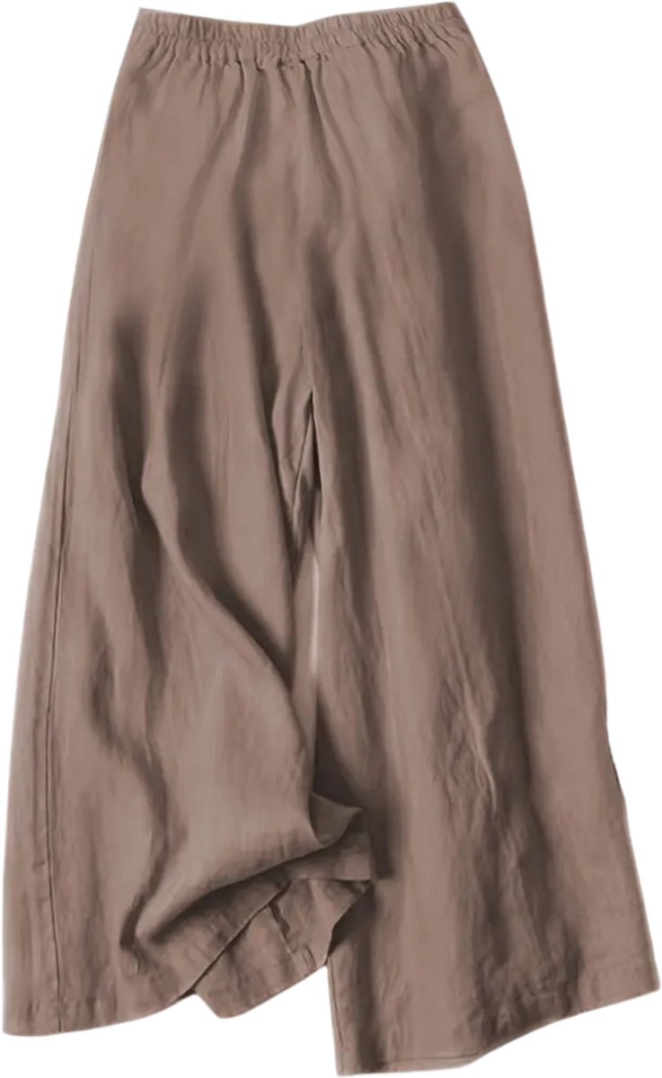 Livano Linnen Broek Dames Zomerbroek Volwassenen Lange Broek Pantalon Strandbroek Zomer Ibiza Stijl Creme