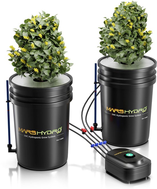 Hydrocultuur Systeem Kit  DWC - Premium Mars Hydro 5-Gallon - 19 liter  2  Emmers 8... | bol