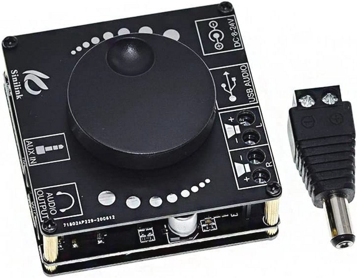 Bluetooth 5.0 Stereo Eindversterker met APP Control - 20W per kanaal, Digitale Versterker Module