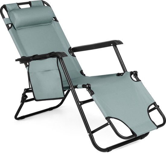 Outtec® 2-in-1 Strandstoel en Ligbed - Campingstoel - Ligstoel - Lounger - Tuinstoel - tot 150 kg - voor Tuin, Balkon, Strand, Camping