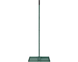 Aufun gras egaliseer rake leveling rake golf profi roestvrij staal nivellering hark met verstelbare steel voor golfbaan, tuin en hof (25×75 cm, groen)