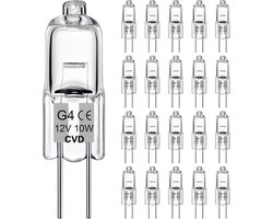 CVD® 8-STUKS - G4 HALOGEEN LICHTBRON - 10 WATT - 12V - WARM WIT - DIMBAAR