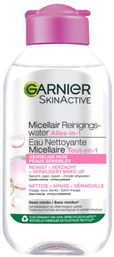 Garnier SkinActive Micellair Reinigingswater voor de Gevoelige Huid – Milde Gezichtsreiniging – Zachte Make-Up Remover - Reisformaat - 6 x 100ml