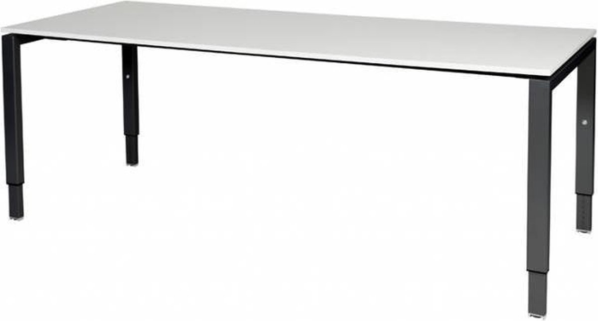 Verstelbaar Bureau - Domino 200x80 wit - zwart frame