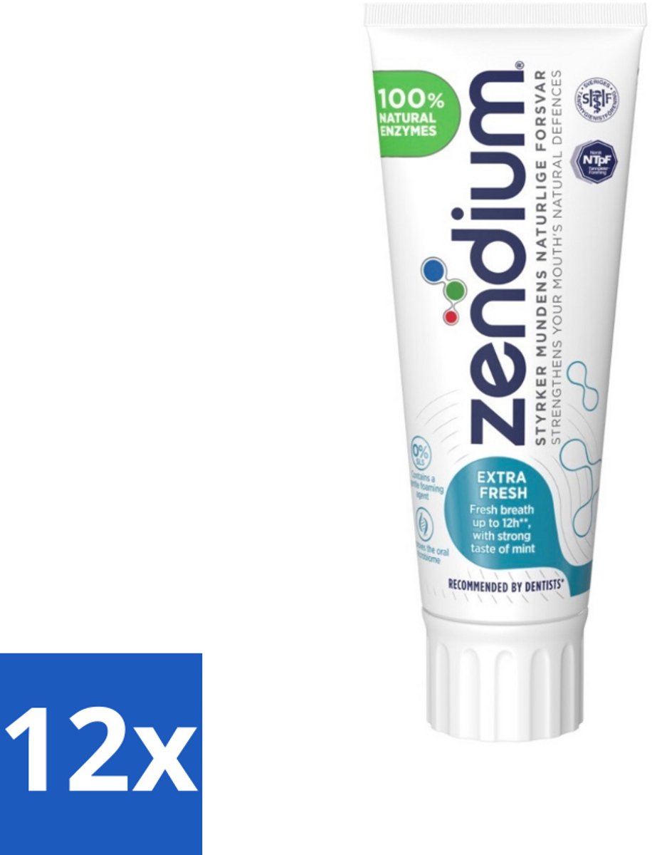 Zendium Tandpasta Extra Fresh 75 ml - Voordeelverpakking - 12 stuks