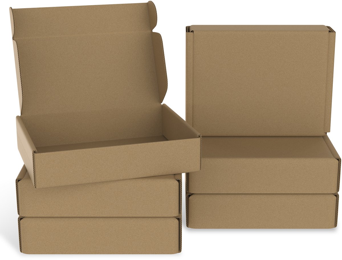 Froadp Verpakking van 20 verpakkingsdozen, vouwdozen, verzenddozen van golfkarton, gemakkelijk opvouwbaar, stabiele structuur, voor verzending, verhuizing, opslag, geschenkverpakking - bruin - 20 x 15 x 5 cm