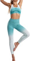CHPN - Sportlegging met Top - Sportset - Legging met hoge taille - Groen/Blauw - Maat S - Loungewear Set - Yoga Pants set en Topje - Sportsetje - Hip sportset