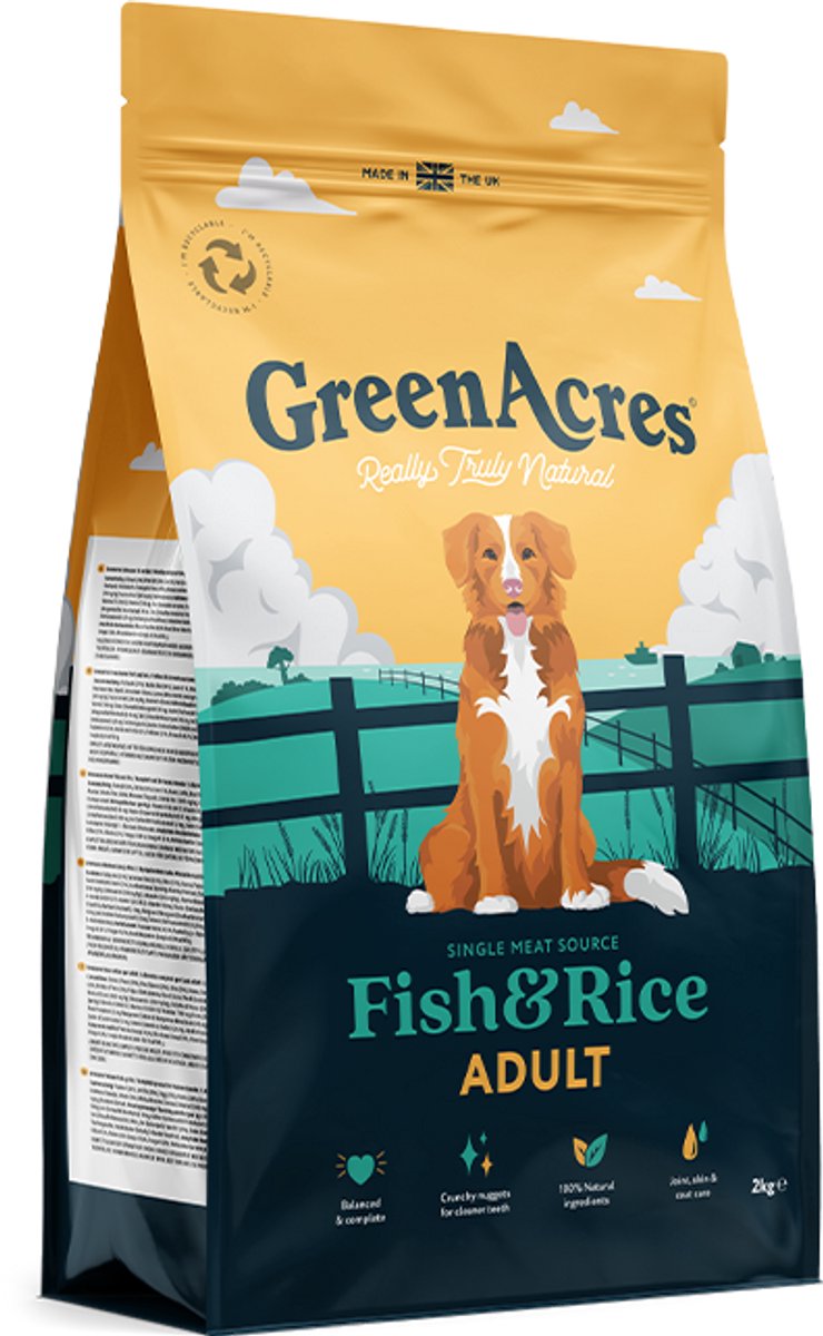 GreenAcres GreenAcres Hondenbrokken Adult Vis & Rijst 12 Kg