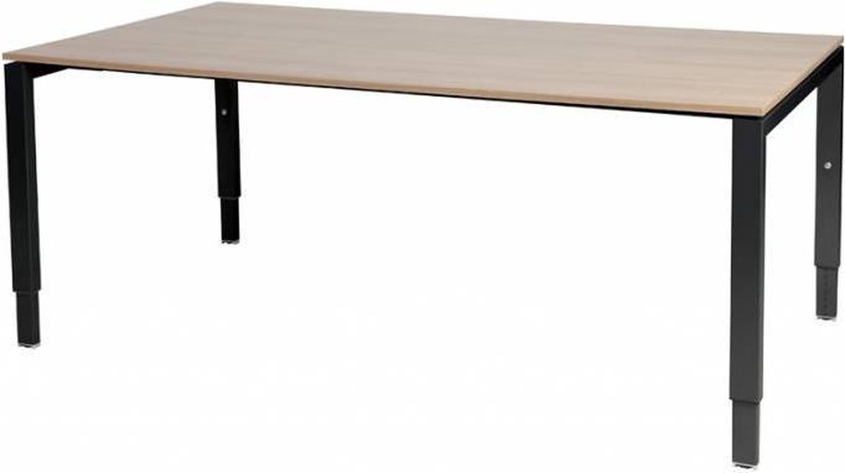 Vergadertafel Domino - 180x100 Havana Kersen - zwart frame
