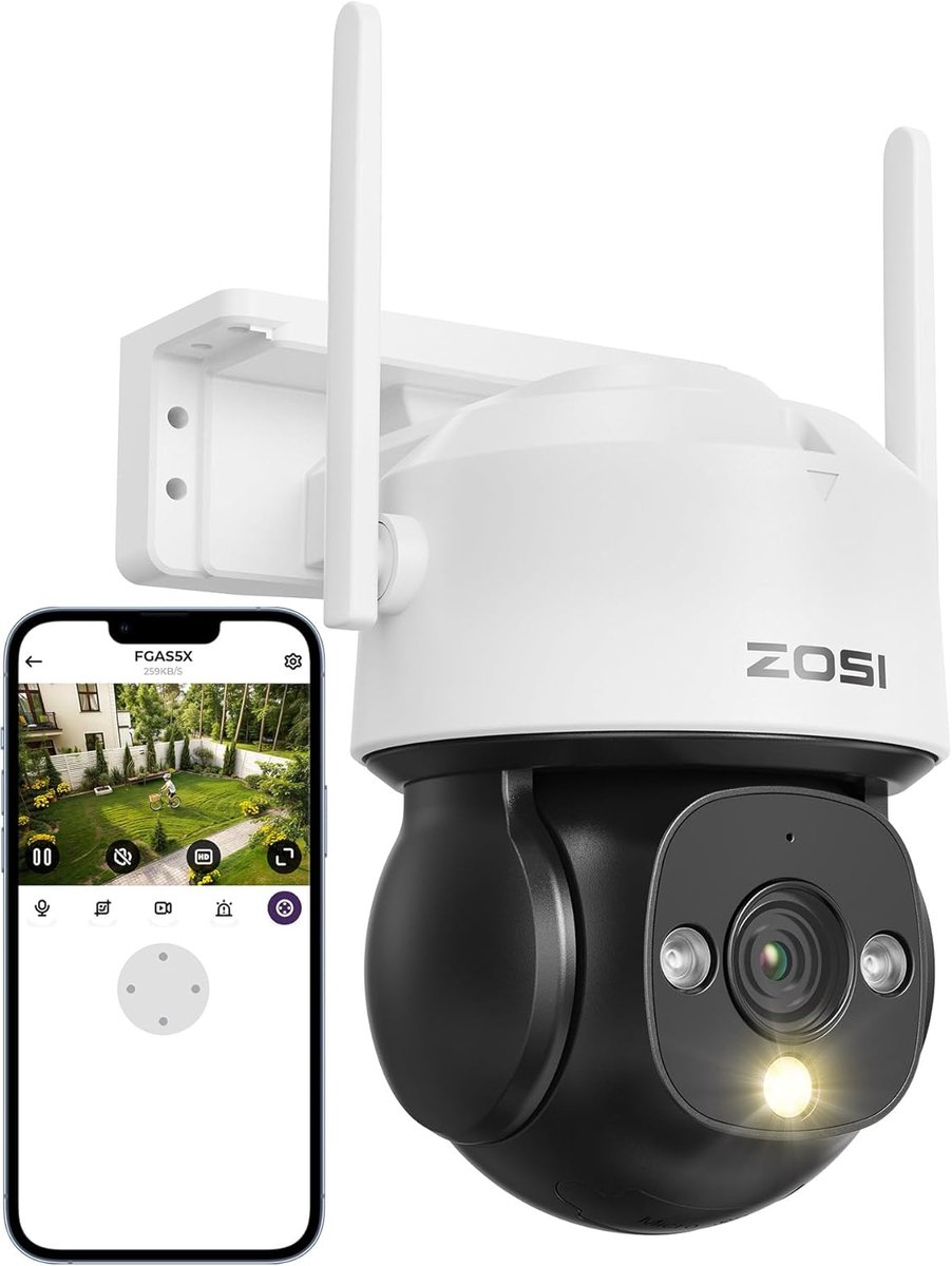 1080P WiFi Beveiligingscamera Buiten met AI Detectie en 360° Pan/Tilt