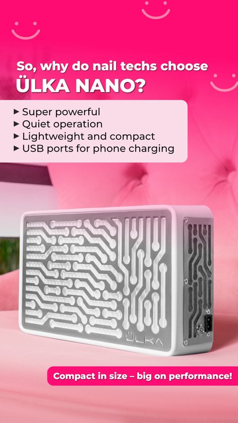 Ülka Nano White – draagbare nagelstofafzuiger met filter voor manicure en pedicure