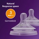 Tétines Philips Avent Natural Response taille '3' avec indication de débit 'Moyen'.