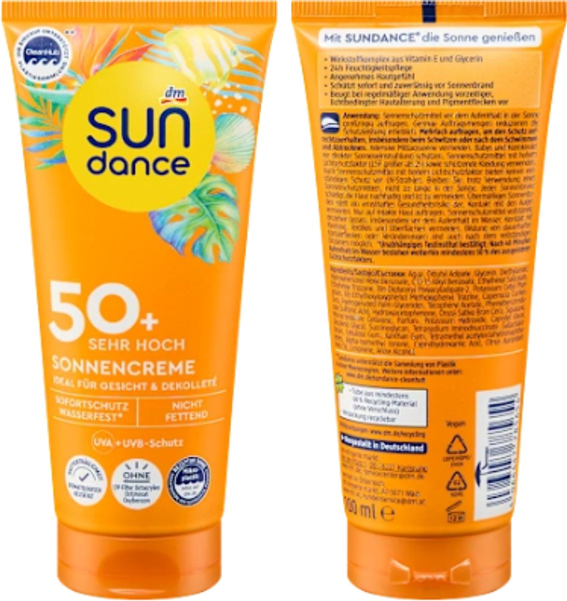 Zonnecrème SPF 50+ Zeer Hoog - SUNDANCE | 100 ml - Factor 50+ Zeer Hoog | Ideaal voor Gezicht en Decolleté - Niet Vet