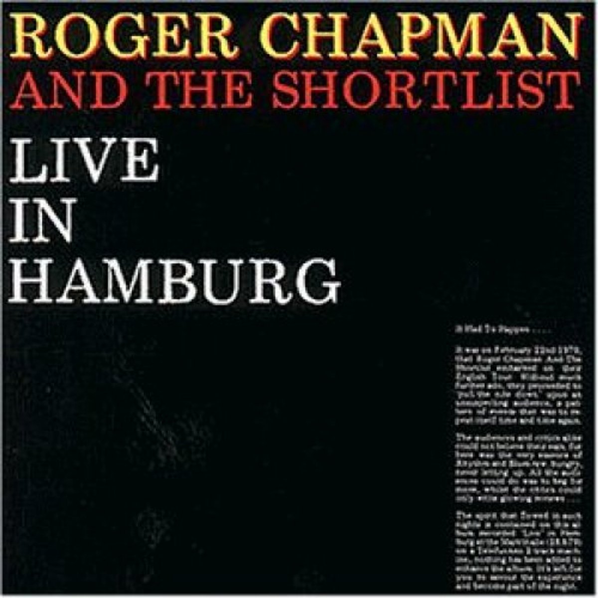 Roger Chapman - Live in Hamburg 1979 (CD)