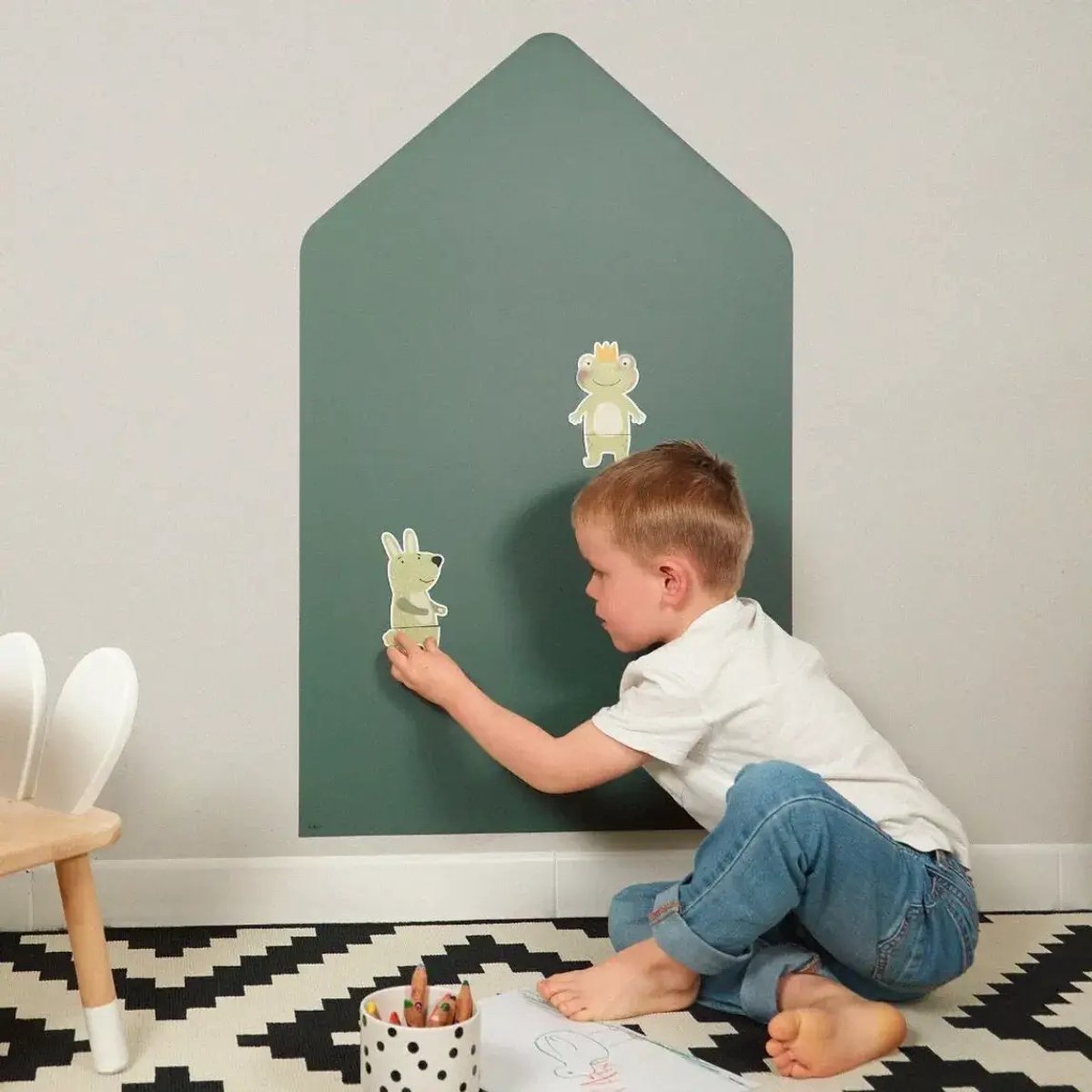 FERFLEX - Huis magneet bord - Smaragd Groen - magneetbord zwart - magneetsticker - magneetbord voor kinderen - magneetbord kinderkamer - Trend - magneetbord speelgoed - memobord