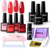 SHATY® BIAB Starter Pakket – Rode Builder Gel & Gelnagellak Set – Inclusief 36W UV/LED Nagellamp, Nail Cleanser, Builder in a Bottle & Instructievideo