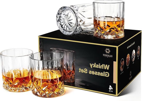 NatureMan Crystal Whisky Glasses, 150 ml Set of 3 Rotating Old-Fashioned Glasses for Drinking Bourbon Whisky Cocktails Cognac Tequila Bar Glasses Transparent