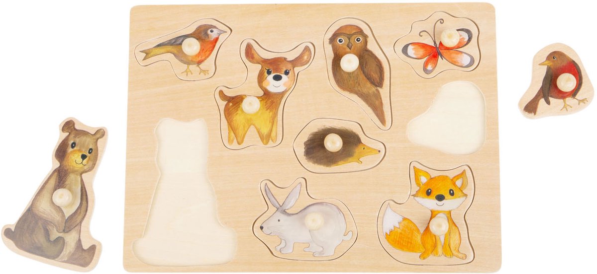 Small Foot vormenpuzzel Bosdieren hout junior 9 stukjes