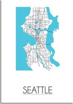 DesignClaud Seattle Plattegrond poster A3 + Fotolijst zwart